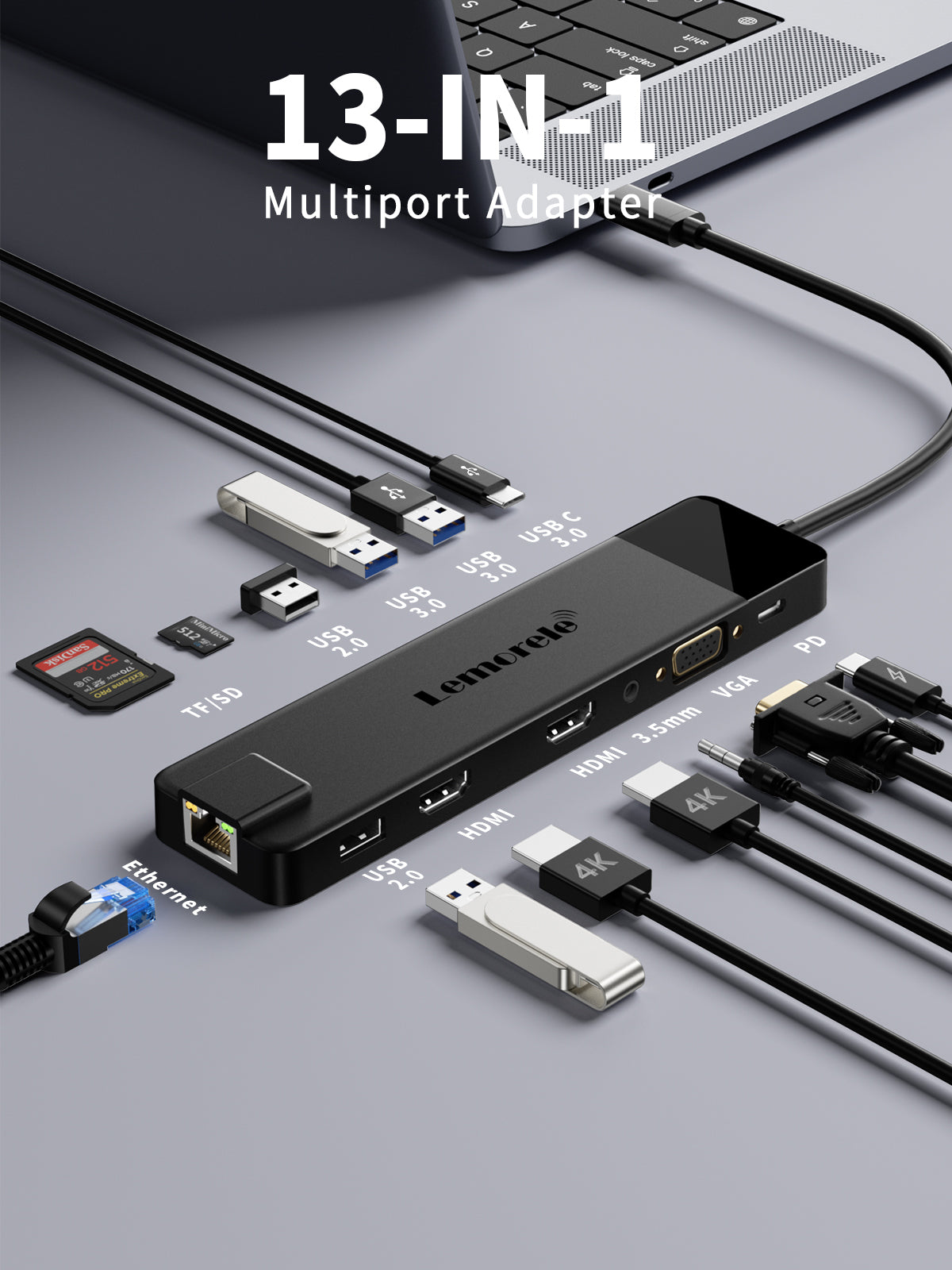 Docking Station USB C Dual HDMI 4K -13 en 1【#TC100】