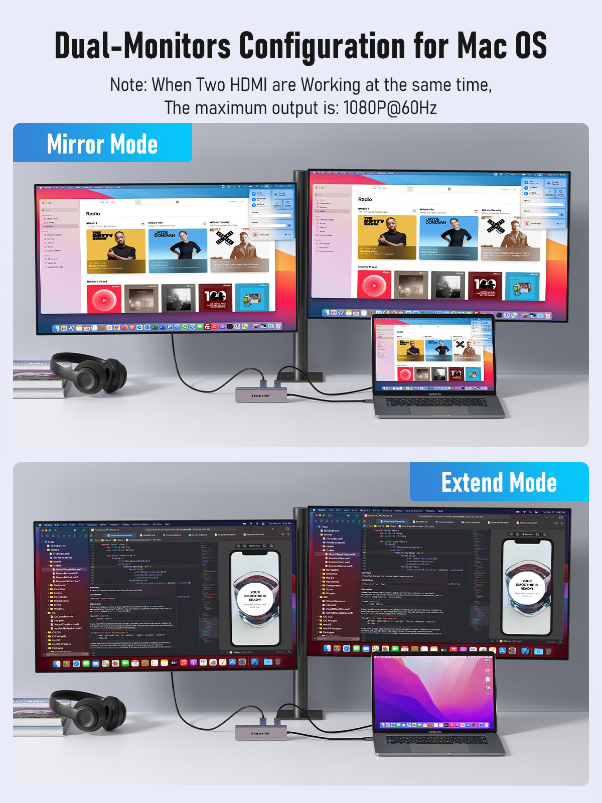 Lemorele  USB-C 10-in-1 docking station 【TC91】