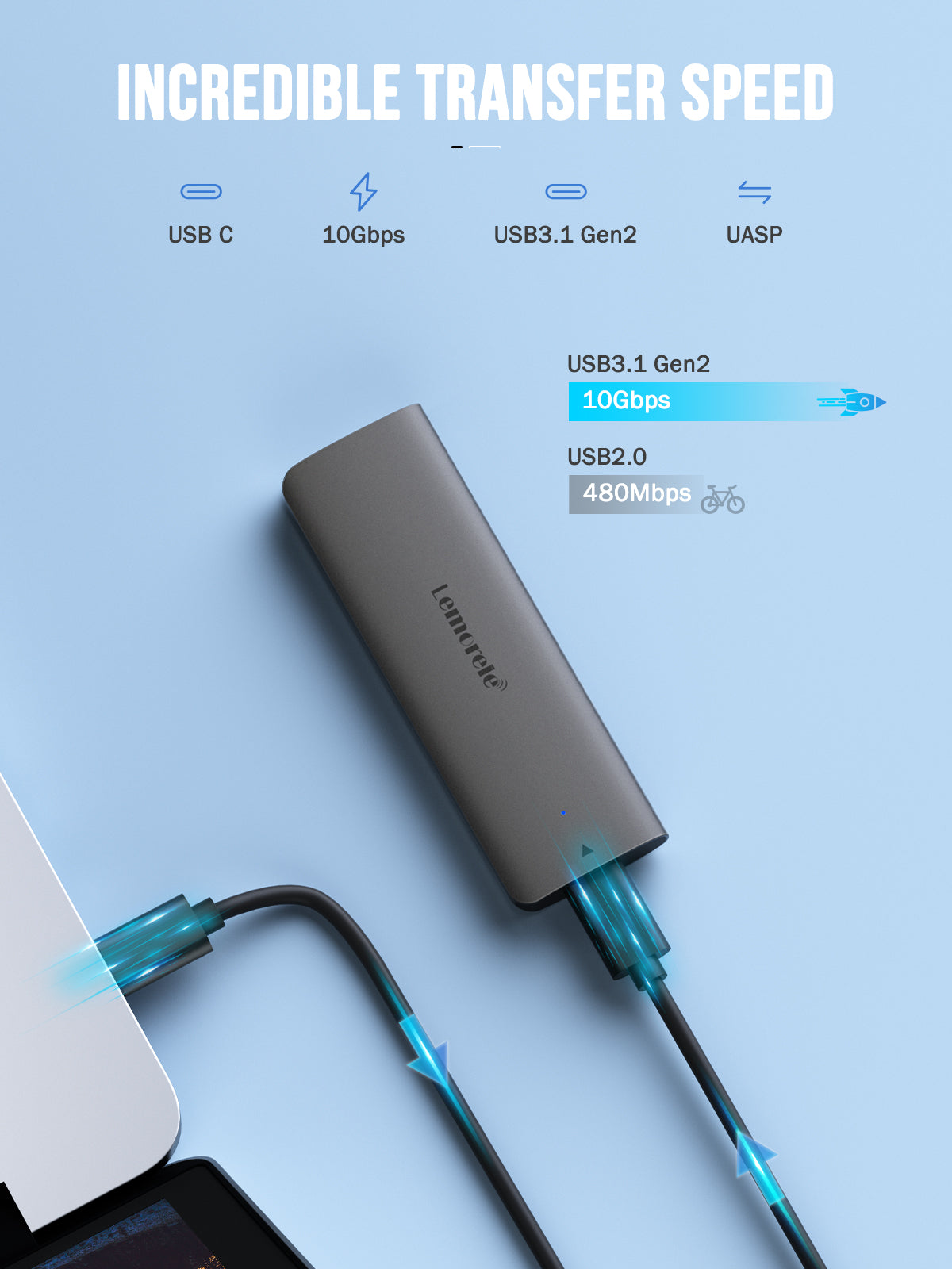 Lemorele M.2 NVMe SSD Enclosure【SD1L】