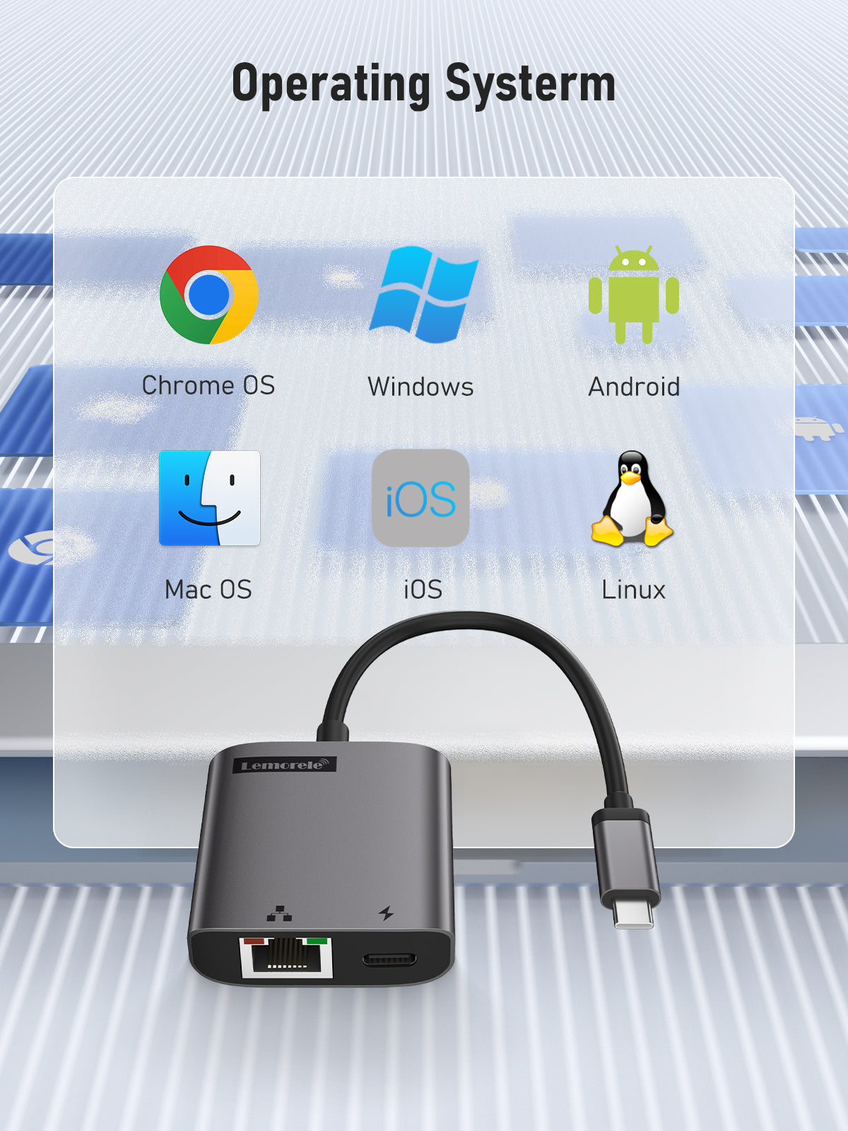 Lemorele USB-C to RJ45 Network Port Converter 【TC35L】