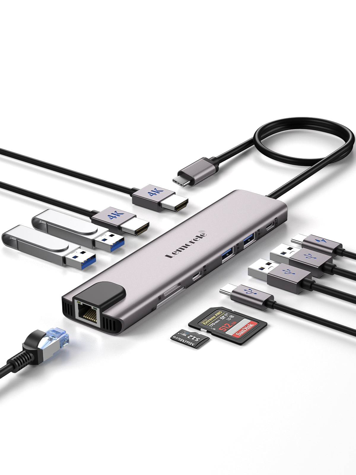 Lemorele USB C Hub with Dual HDMI 11 in 1 [TC65]