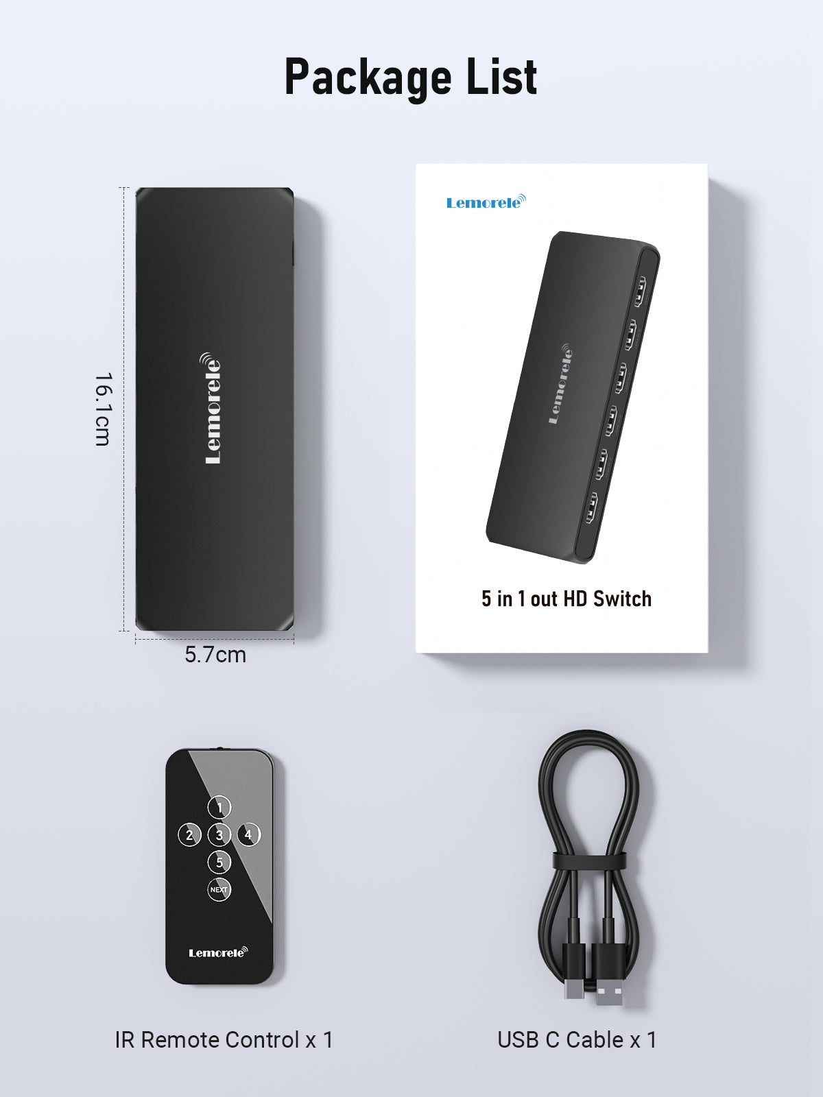 Lemorele 5 in 1 HDMI SWITCH