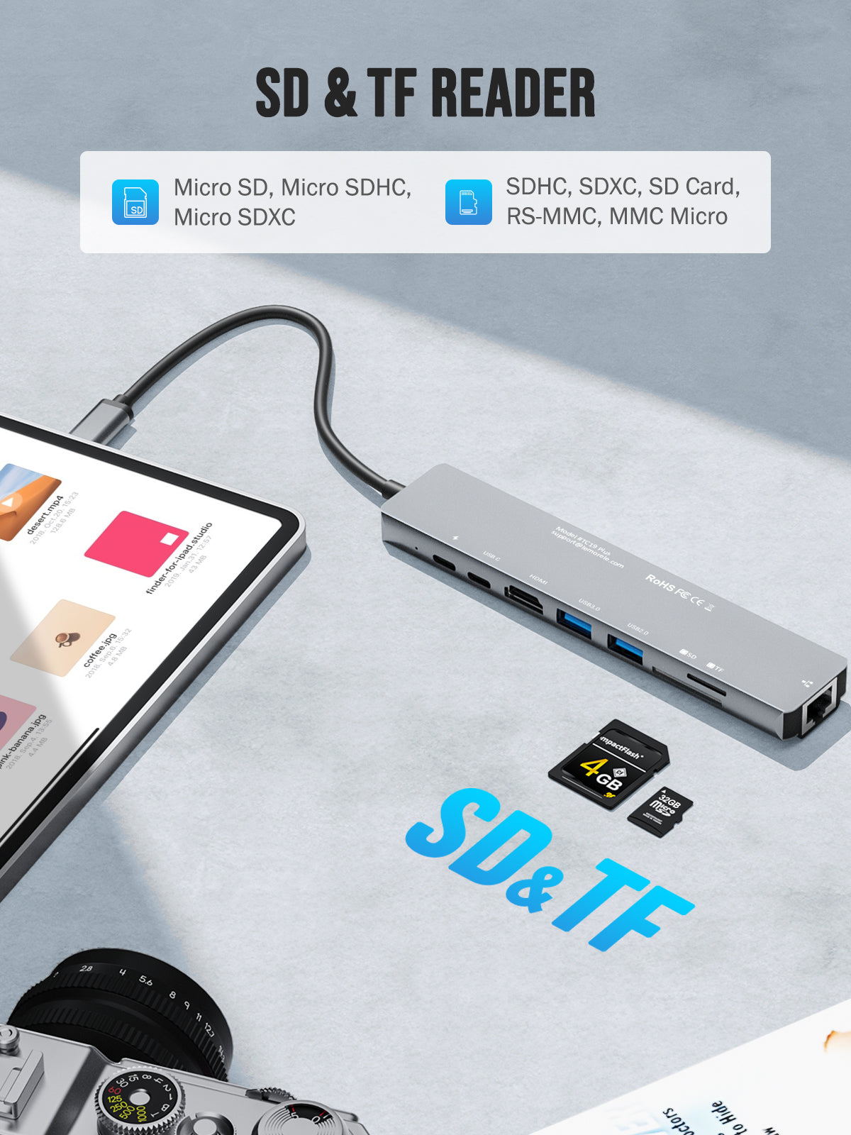 Lemorele USB C Hub  8 in 1【#TC19P】