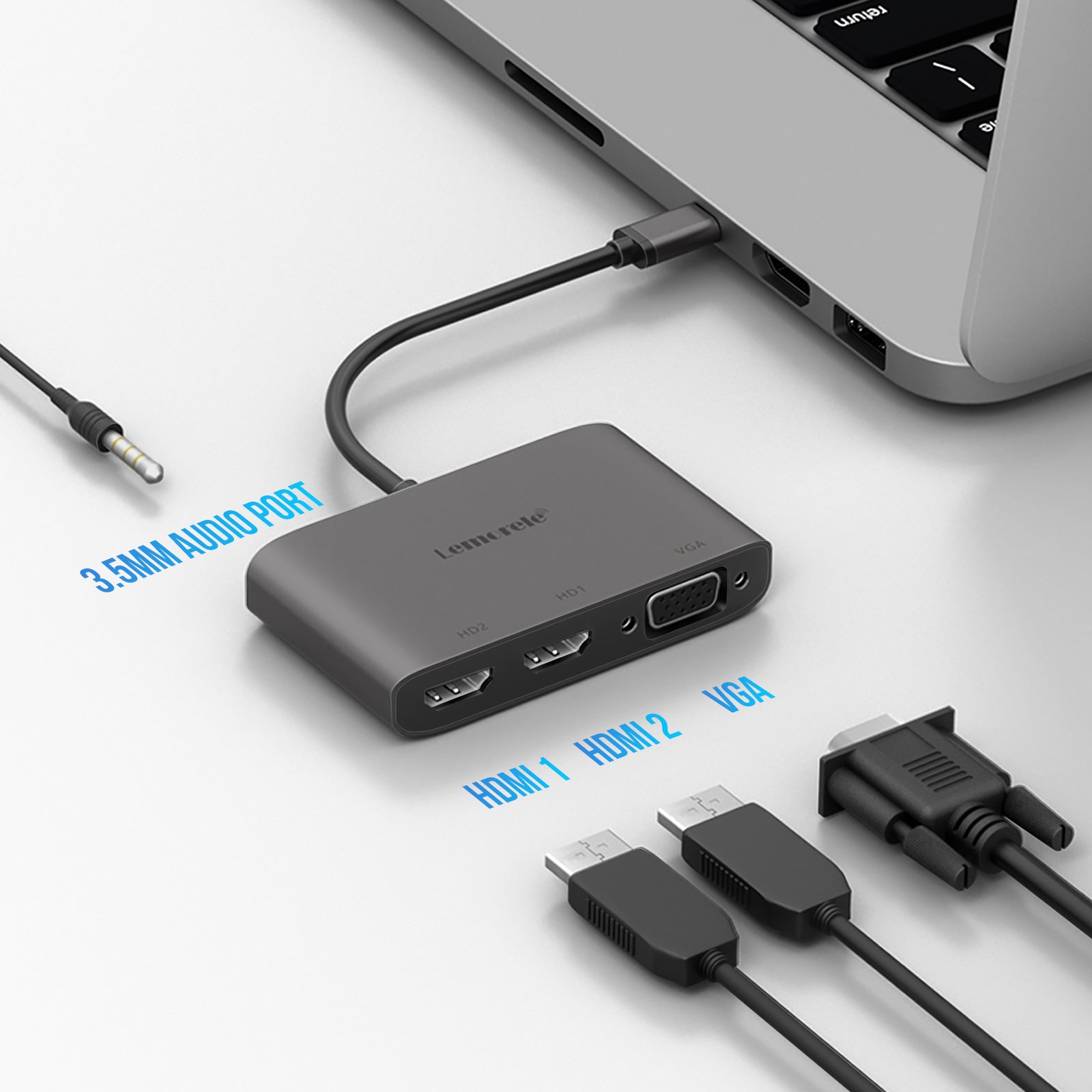 Lemorele USB C to Dual HDMI Adapter 4 in 1【#TC20】