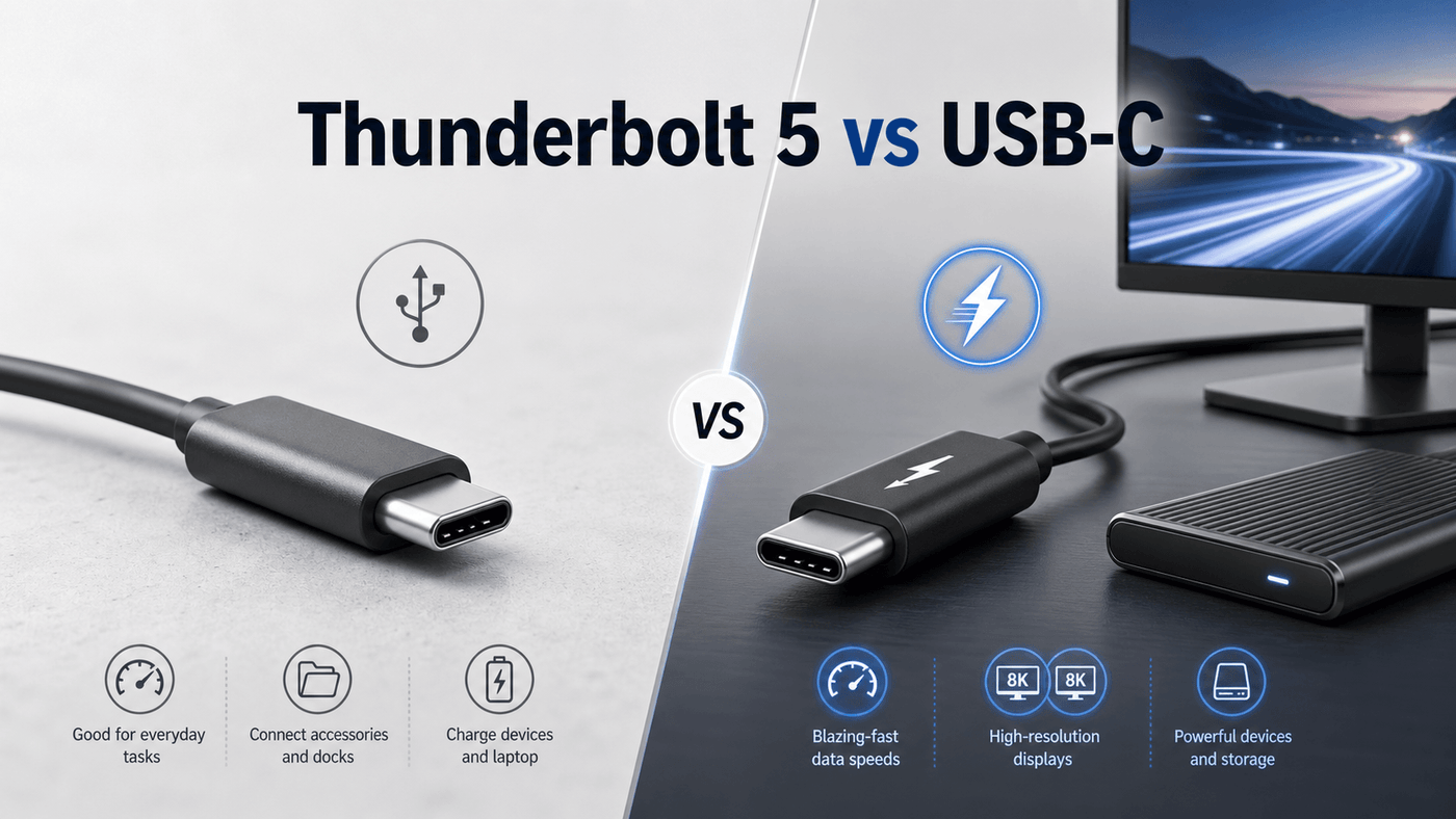 Thunderbolt 5 vs USB-C: Differences, Speed, Compatibility, and Buying Advice
