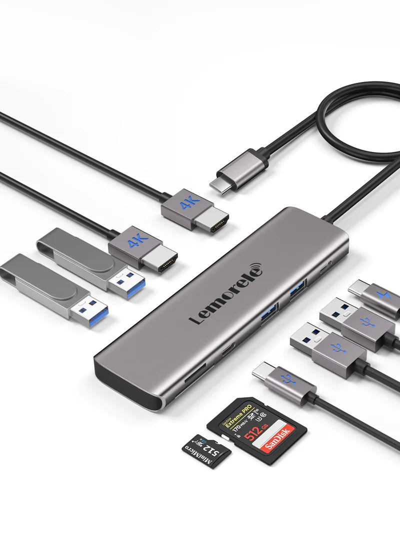 "Maximizing Your Display Potential with Lemorele's 10-in-1 USB C to Dual HDMI Adapter - #TC91"