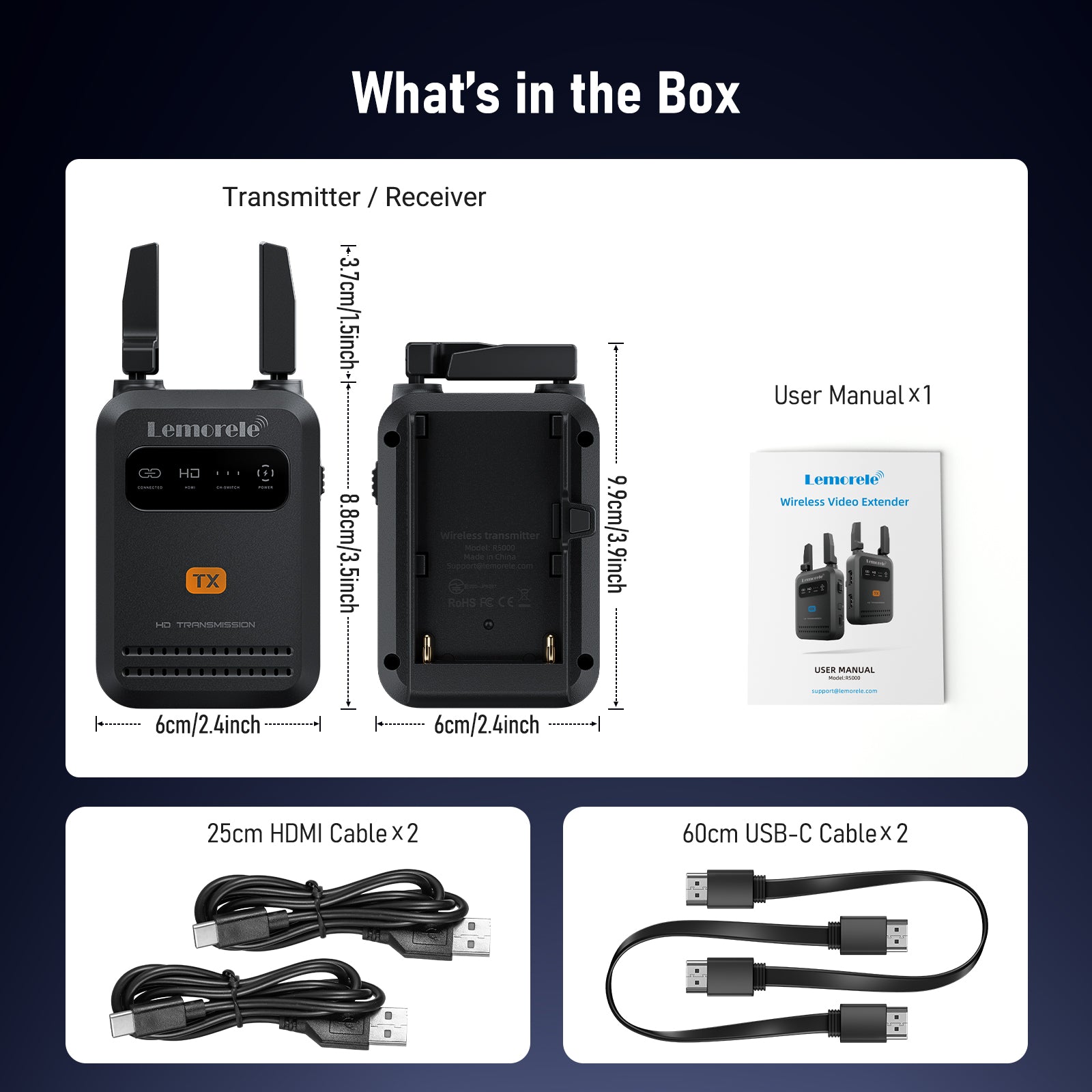 Lemorele R5000 200m ワイヤレス HDMI トランスミッター 1TX ～ 4RX