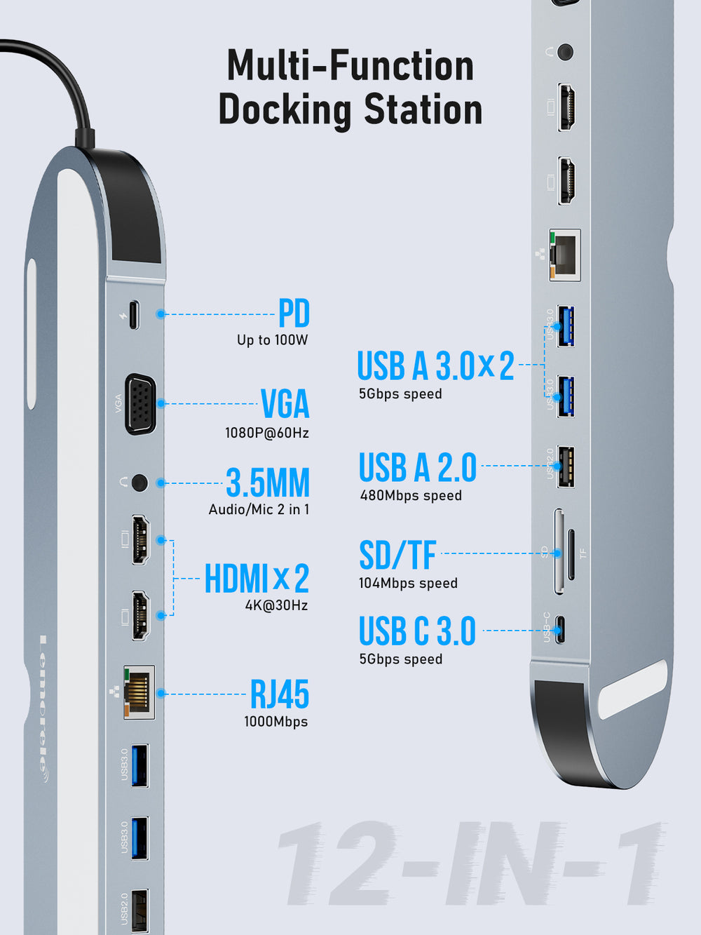 HUB USB C 12 IN 1 da tipo c a doppio Display compatibile HUB USB C 12 IN 1 da tipo c a doppio Display compatibile