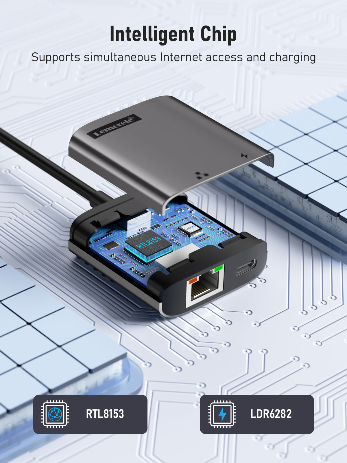 Lemorele USB-C to RJ45 Network Port Converter 【TC35L】