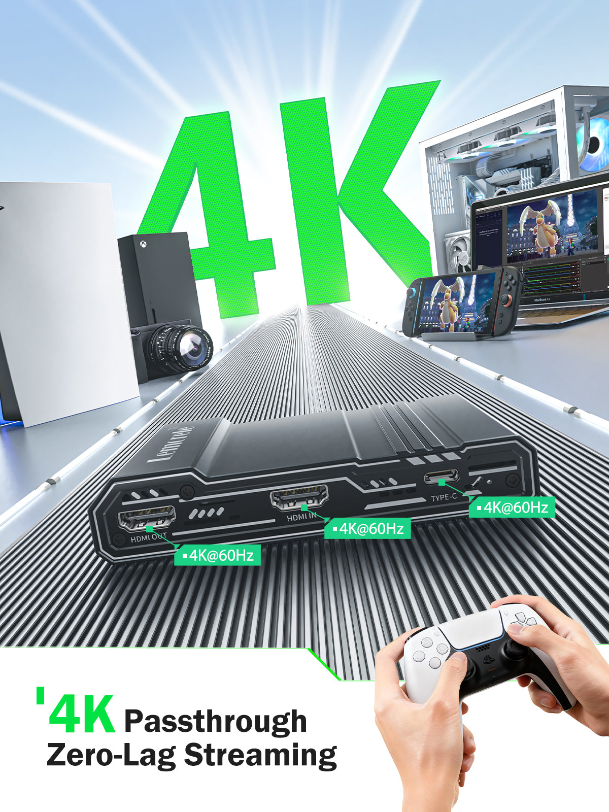 Lemorele AC09 ビデオキャプチャーカード 4K 60Hz Lemorele AC09 4K 60Hz Video Capture Card, USB-C HDMI Game Capture