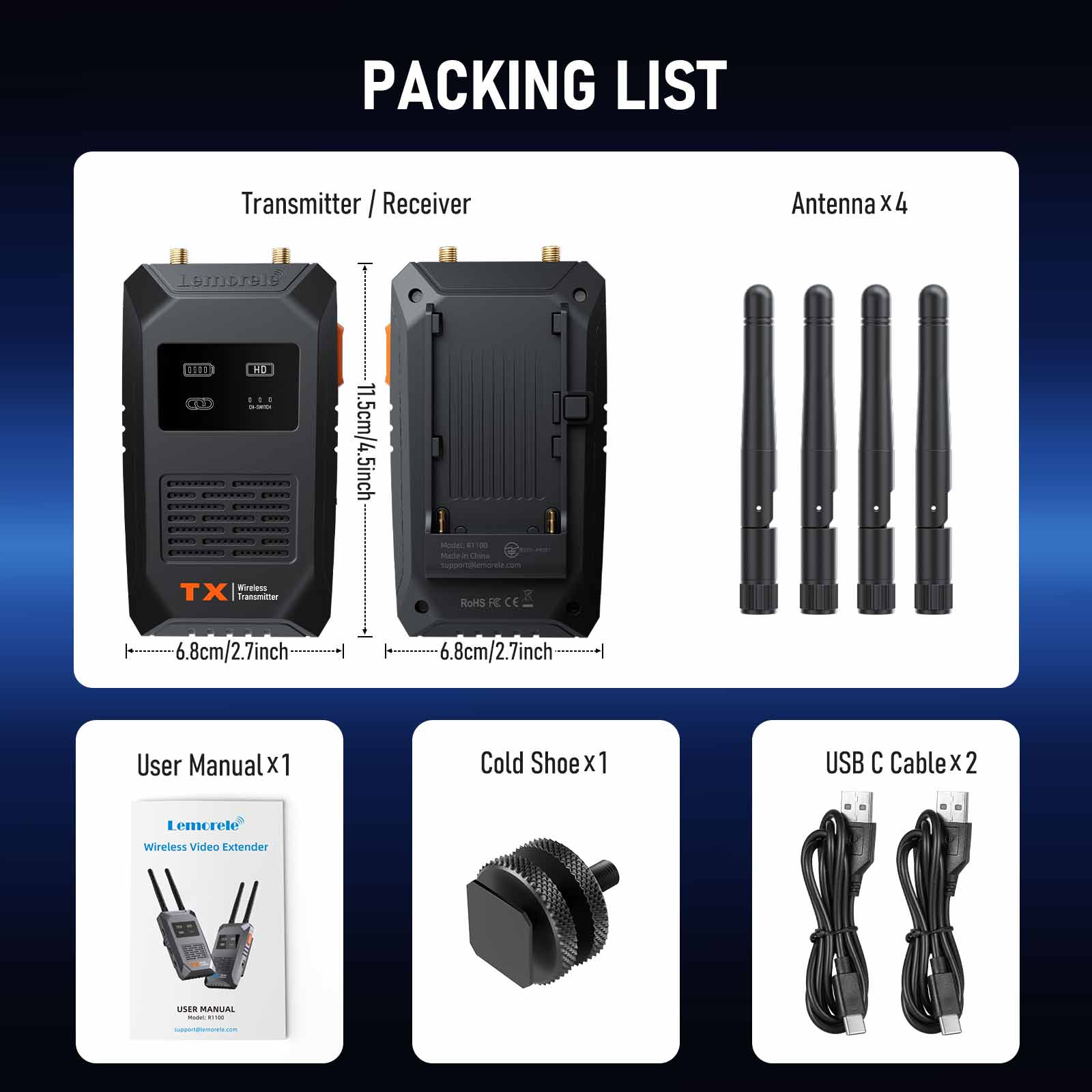 Lemorele R1100 Ultra-Long-Range Wireless HDMI Kit for Photography