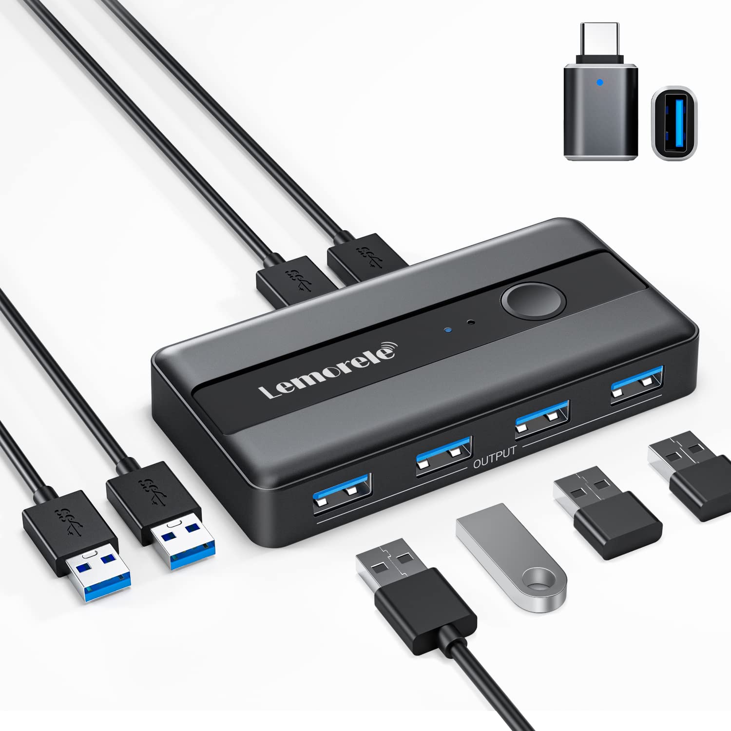 Usb Computer Peripheral Lemorele H5 USB 3.0 Switch – Dual-PC Sharing Hub for Peripherals ...