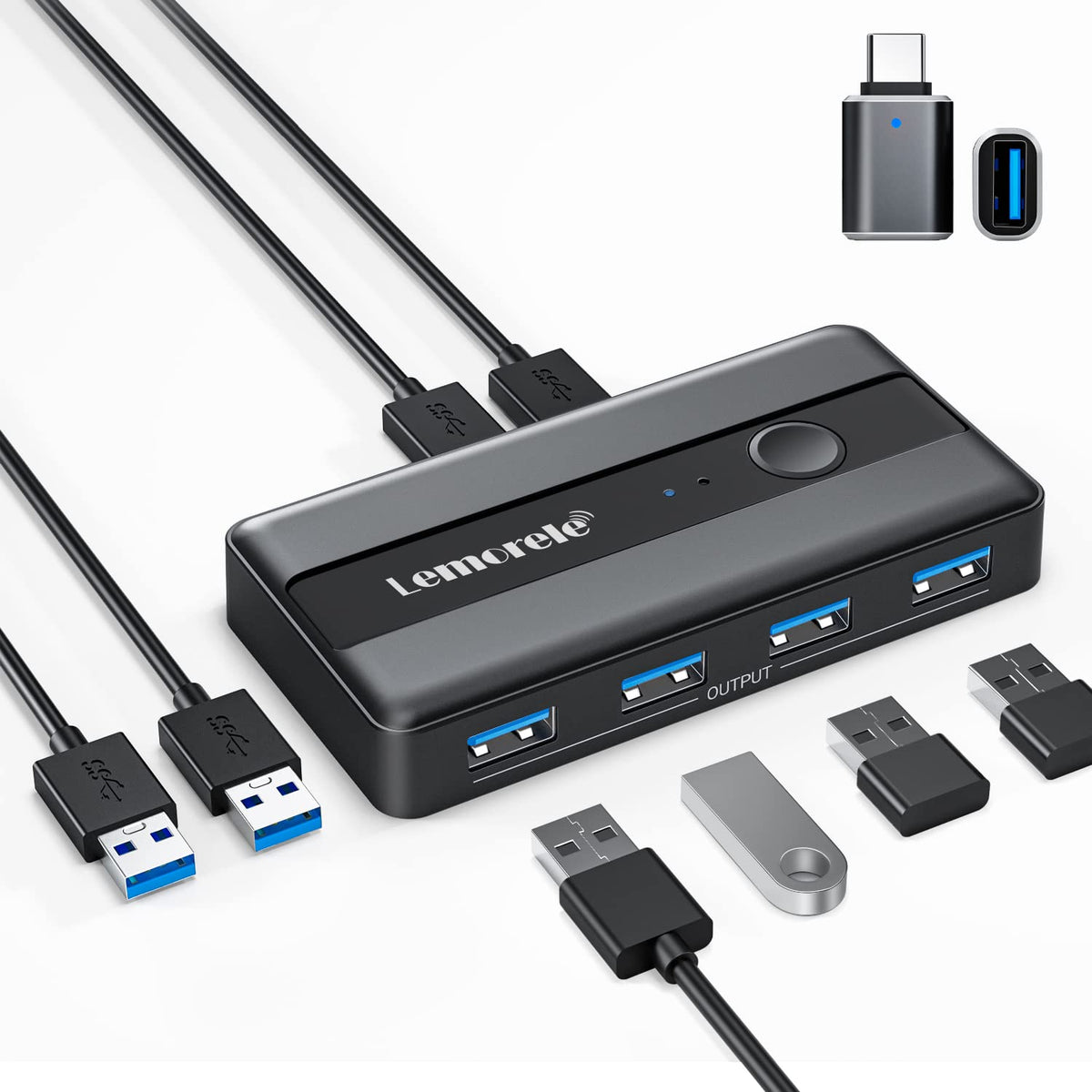 Usb Computer Devices Lemorele USB 3.0 Switch Selector 2 Computers Sharing 4 USB Devices 4-P