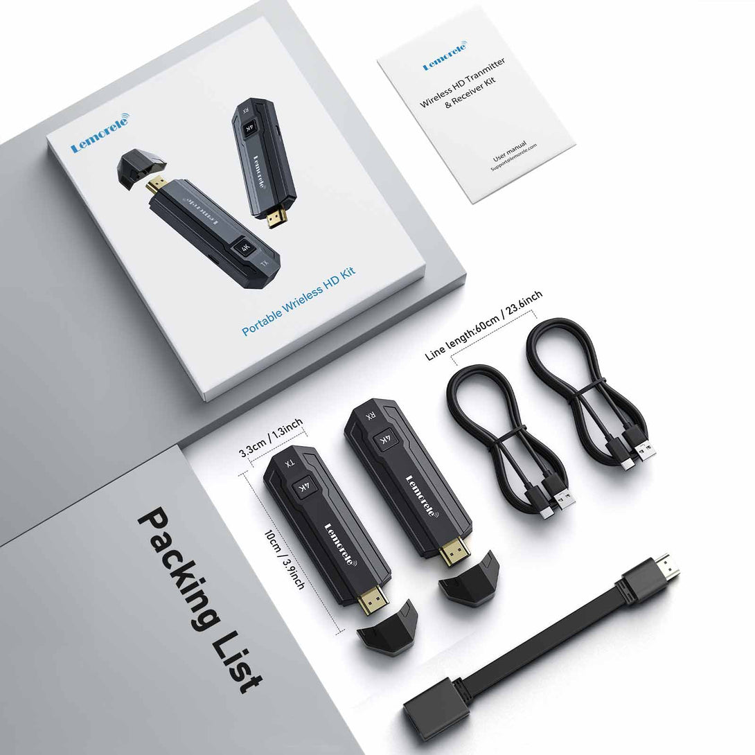 Lemorele Wireless HDMI Kit – 4K/1080P, Ultra-Low Lag