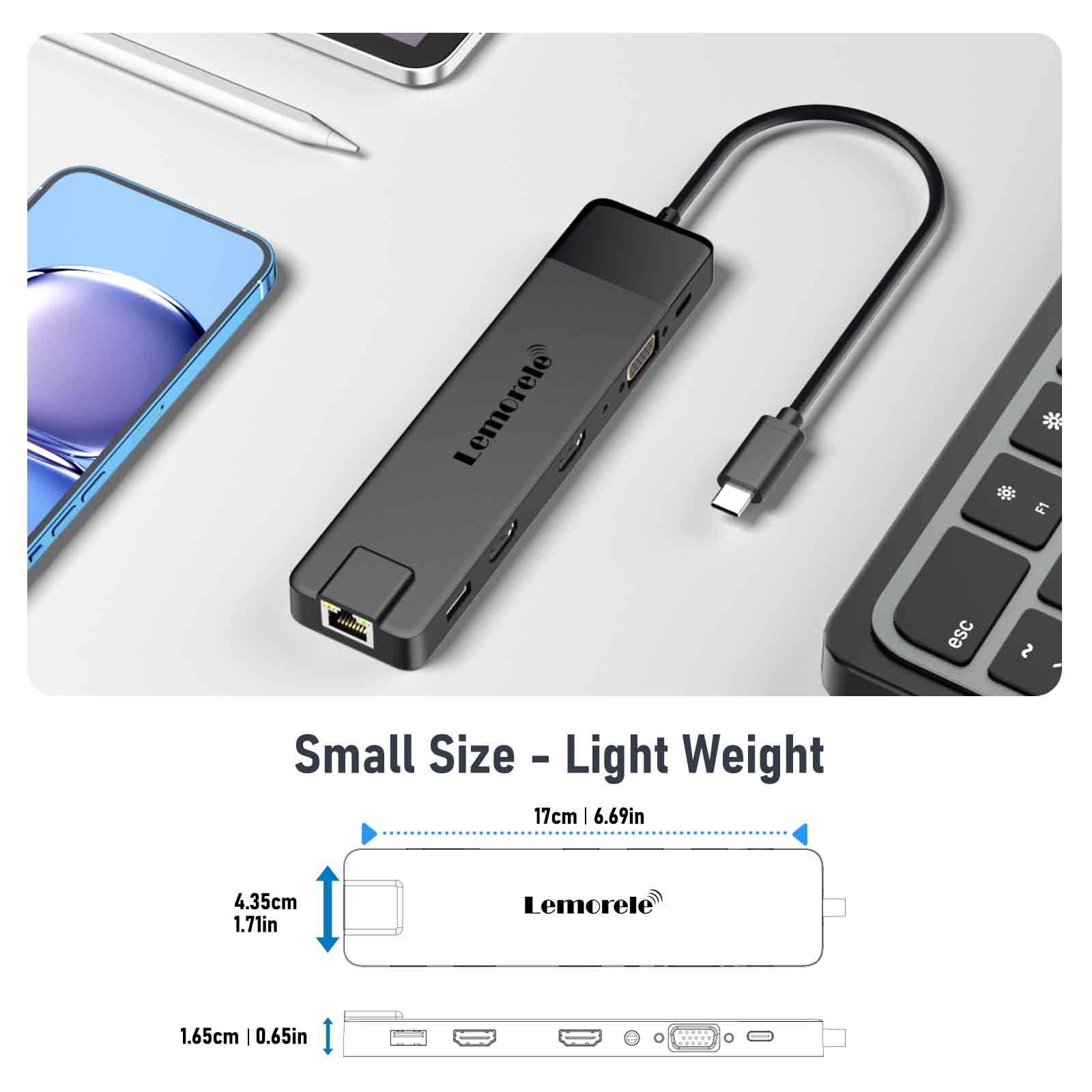 Lemorele TC100 | 13-in-1 USB-C Dock for MacBook with Dual 4K HDMI ...
