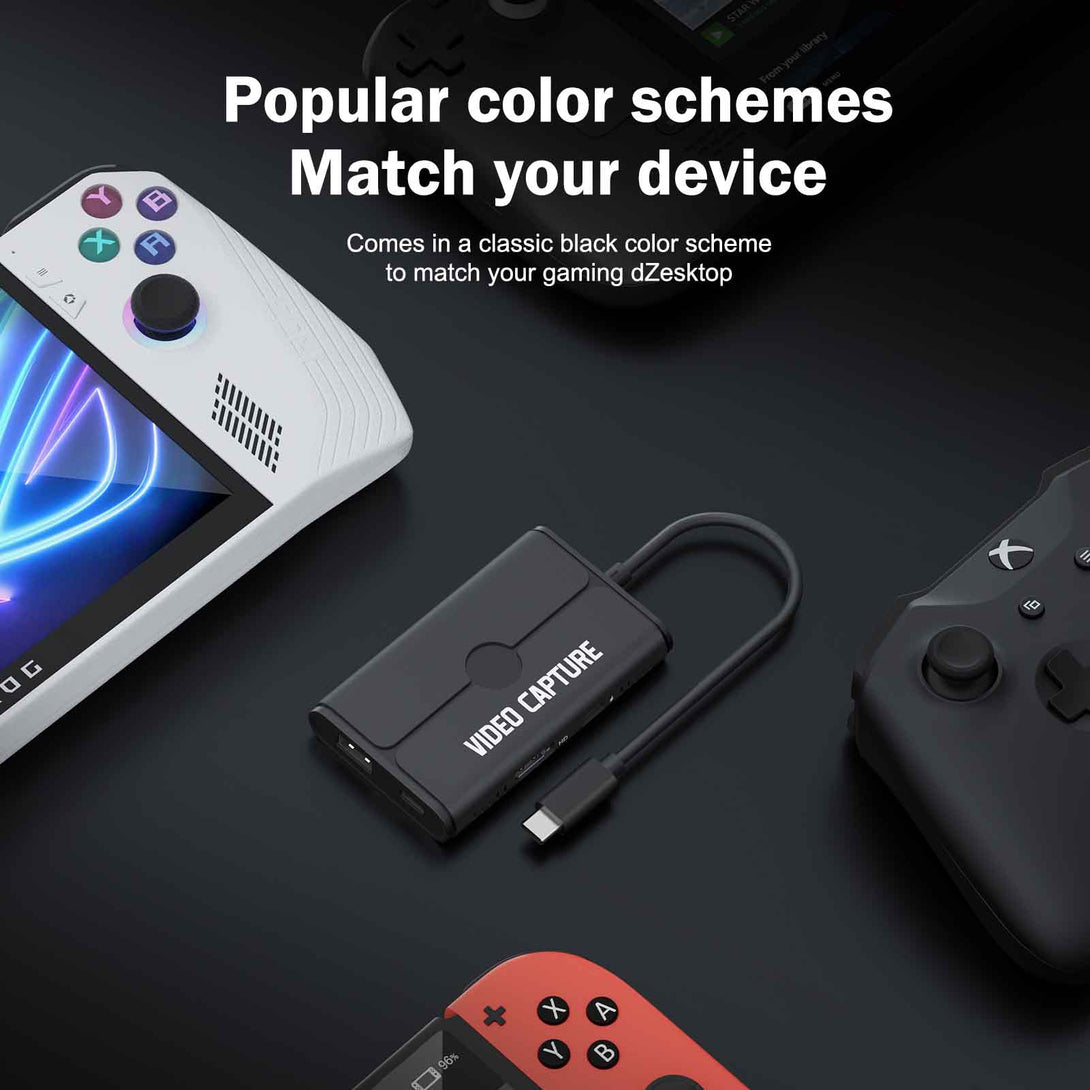 LEMORELE™ AC08 | 1080P Capture Card with HDMI Loop-Out, USB-C/USB-A, 100W PD Charging, Switch Dock Alternative