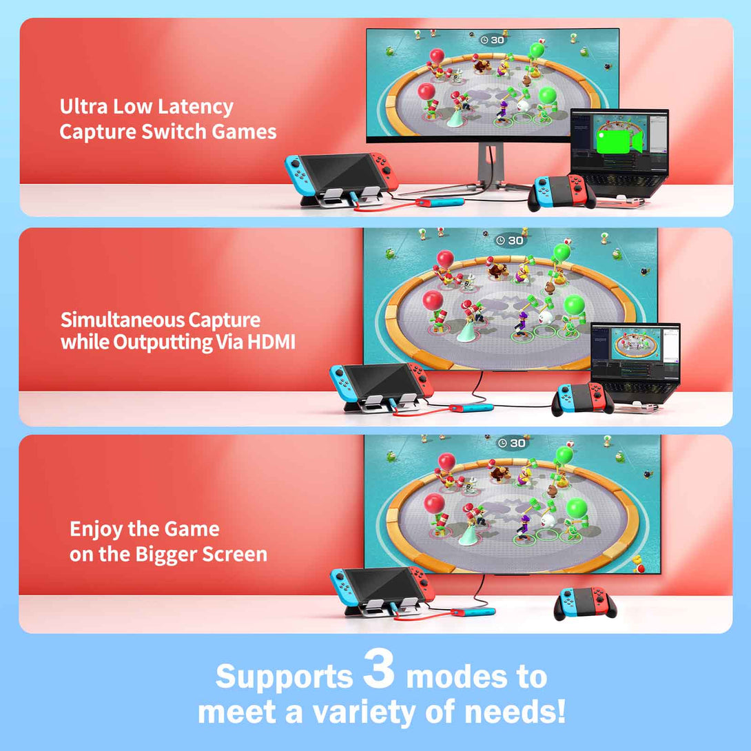 LEMORELE™ AC08 | 1080P Capture Card with HDMI Loop-Out, USB-C/USB-A, 100W PD Charging, Switch Dock Alternative