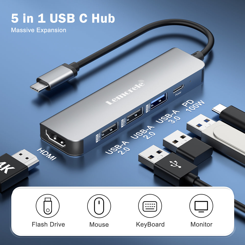 Lemorele 5 in 1 USB-C Hubs 【#TC101】