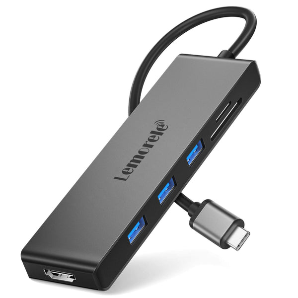 Lemorele TC23L USB-C 6-in-1 Hub – 4K HDMI, PD Charging, SD/TF Card Reader