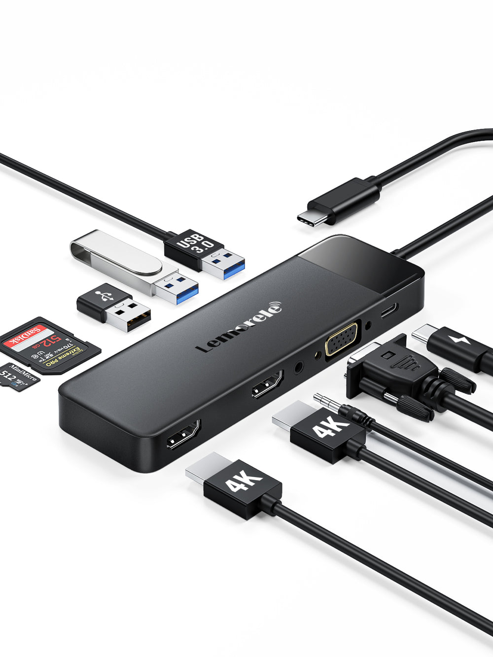 LEMORELE™ TC94 10 in 1 Triple Display Monitors USB C Docking Station 1