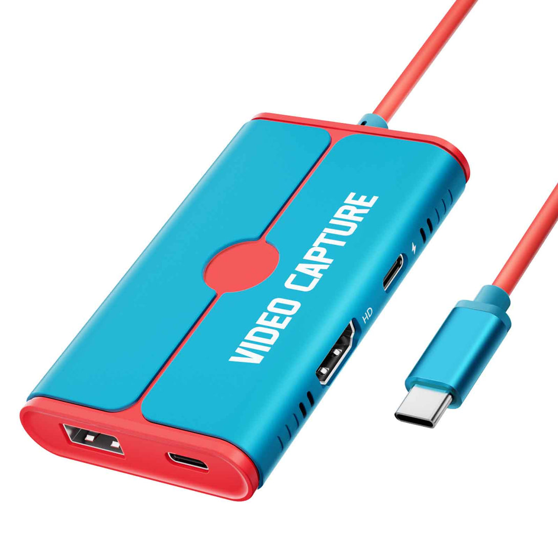 LEMORELE™ AC08 | 1080P Capture Card with HDMI Loop-Out, USB-C/USB-A, 100W PD Charging, Switch Dock Alternative