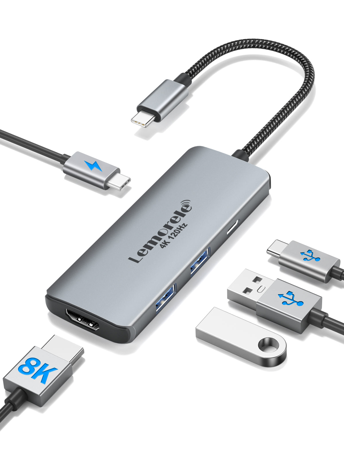 Adattatore multiporta USB-C Lemorele 5 in 1 【#TC51】 