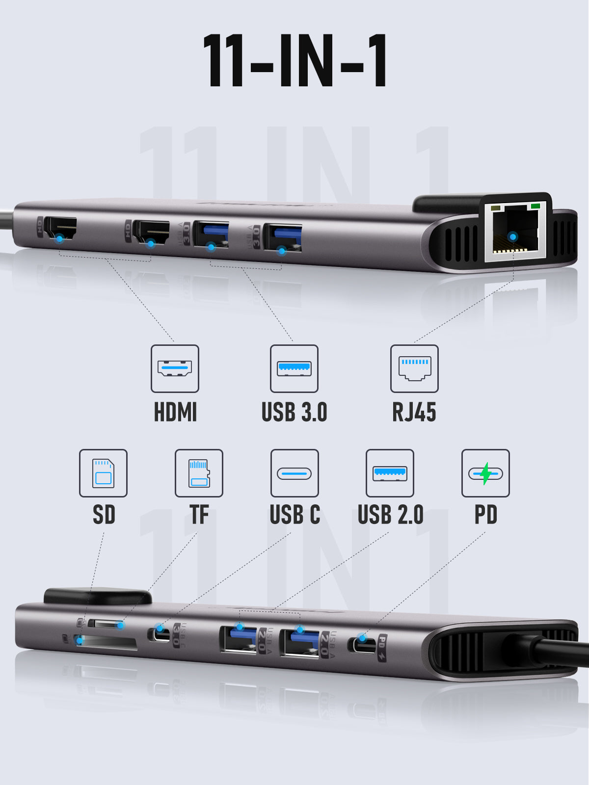 Hub USB C Lemorele con doppio HDMI 11 in 1 [TC65]