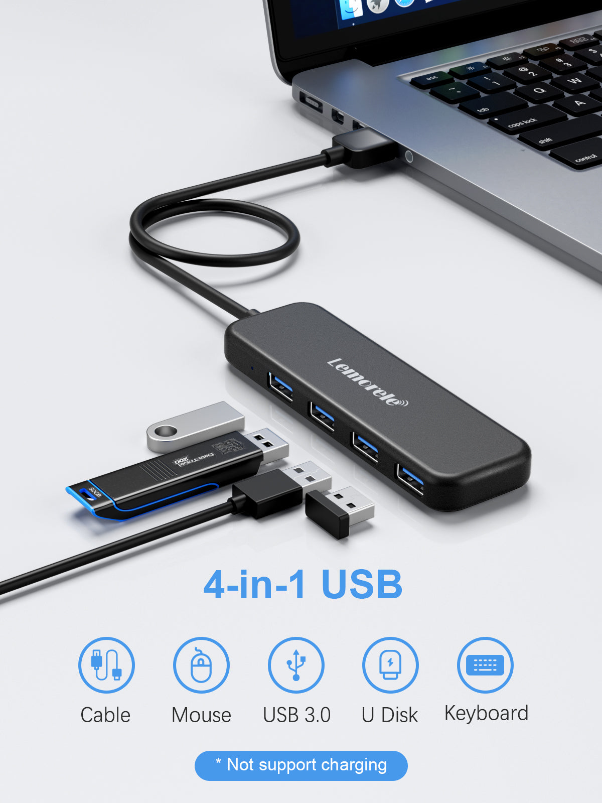 Lemorele USB HUB for Laptop USB 4 IN 1【#TC55】