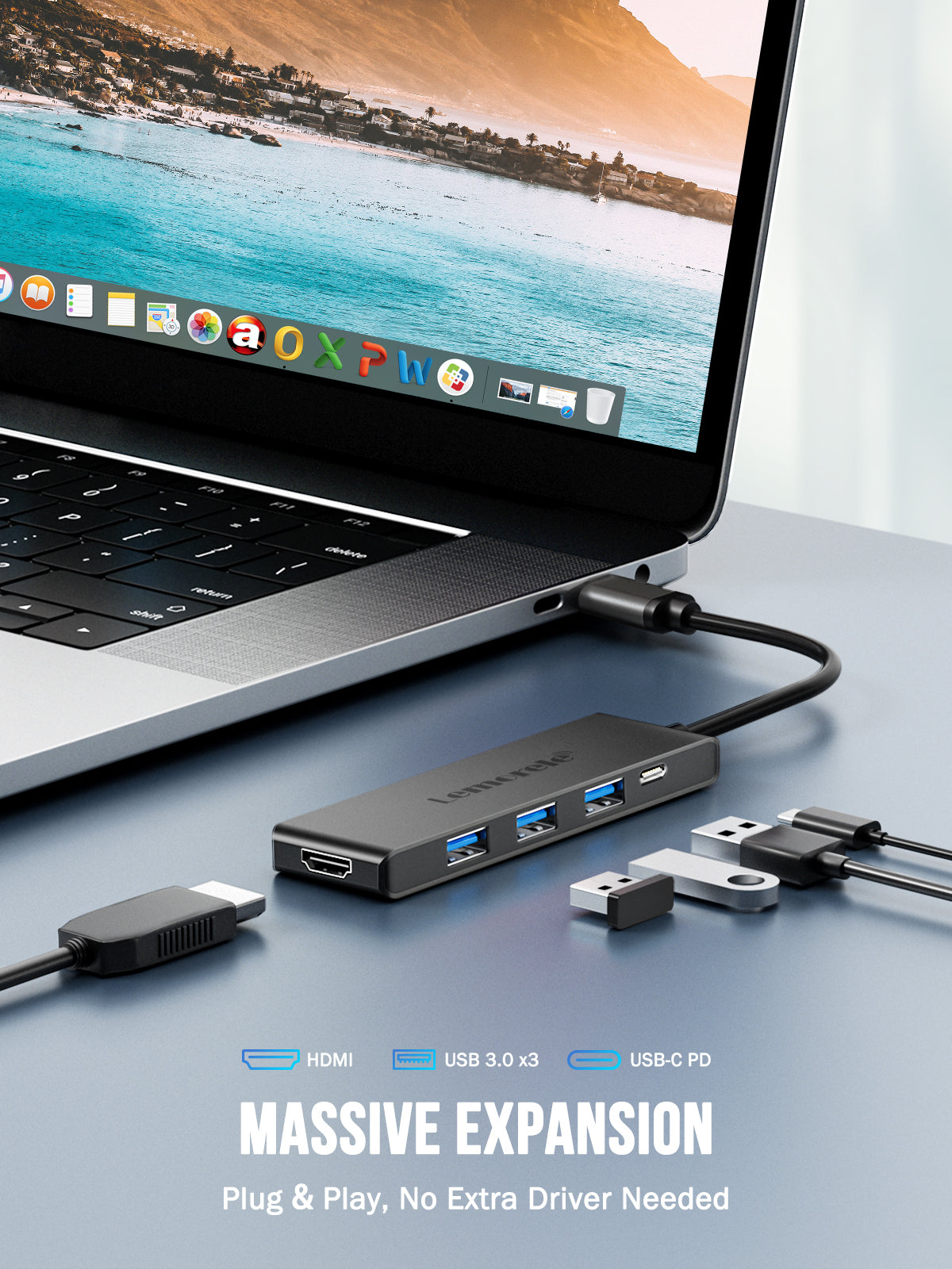 Lemorele USB C Multiport Adapter 5 in 1 Hub 【#TC22】