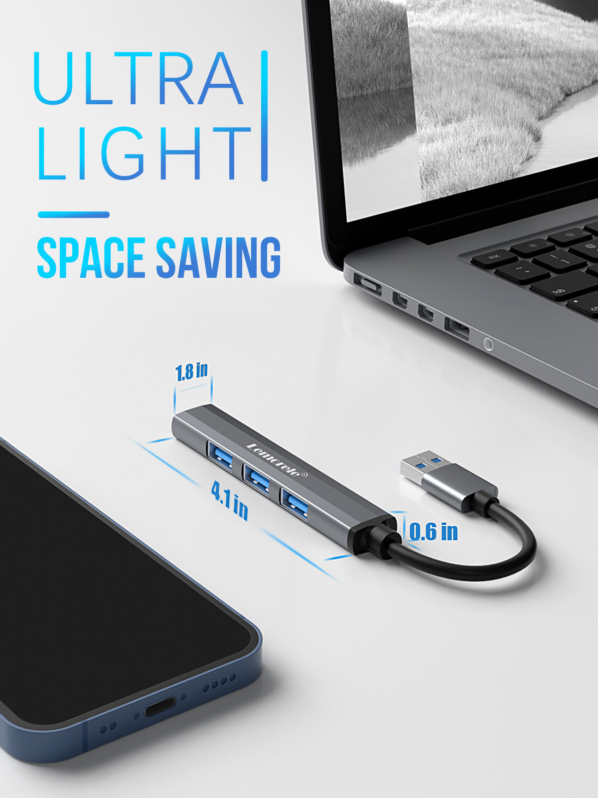 Lemorele 4-Port USB Hub【#TC53】