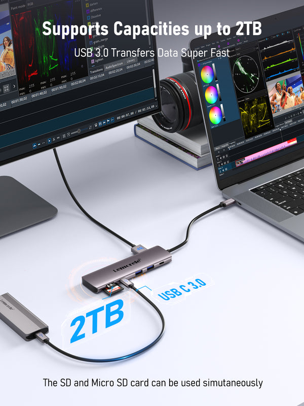 Lemorele USB C to Dual HDMI Adapter 10in1 【TC91】