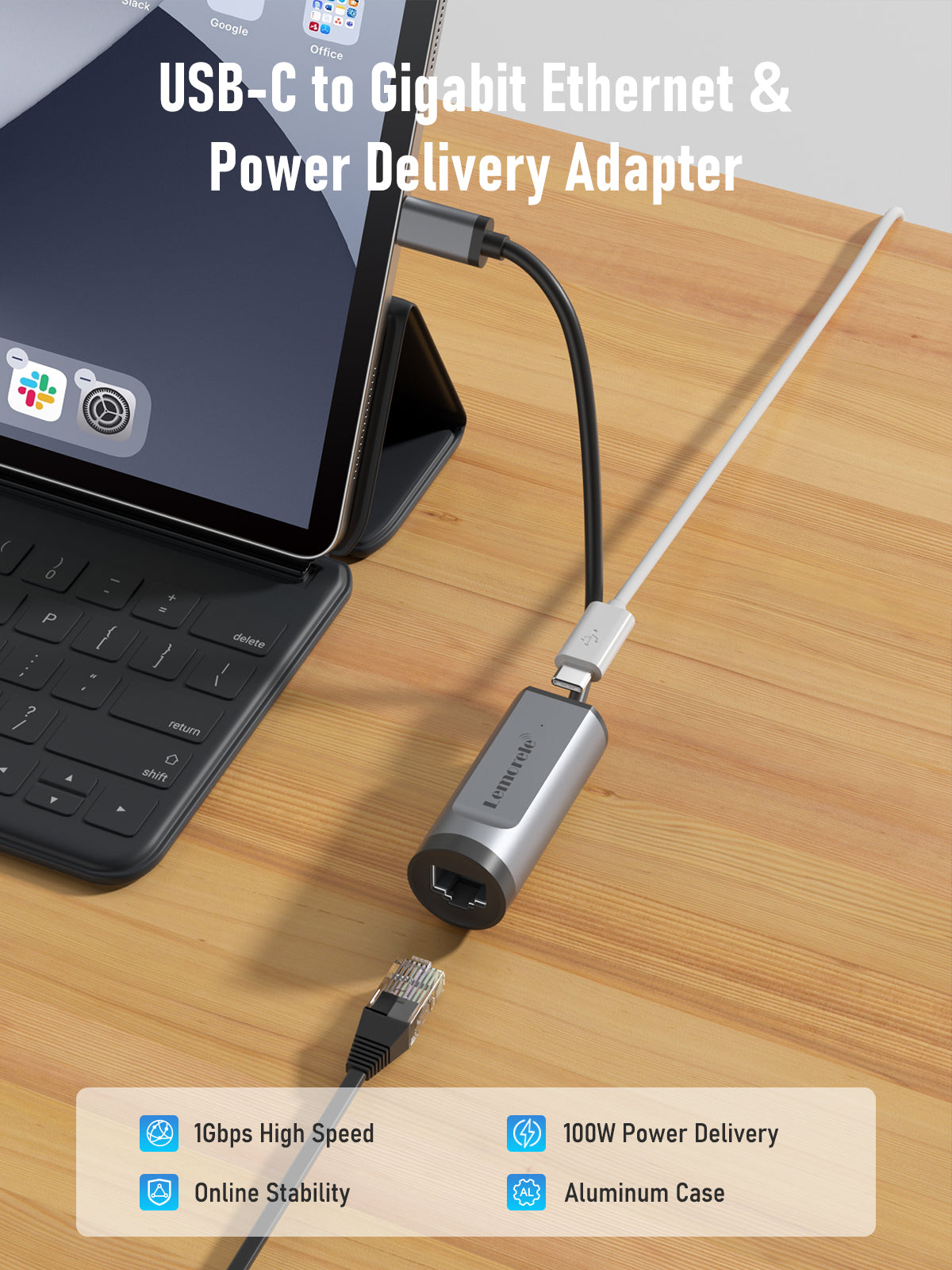 Lemorele USB C to Ethernet with Charging Adapter【#TC36】